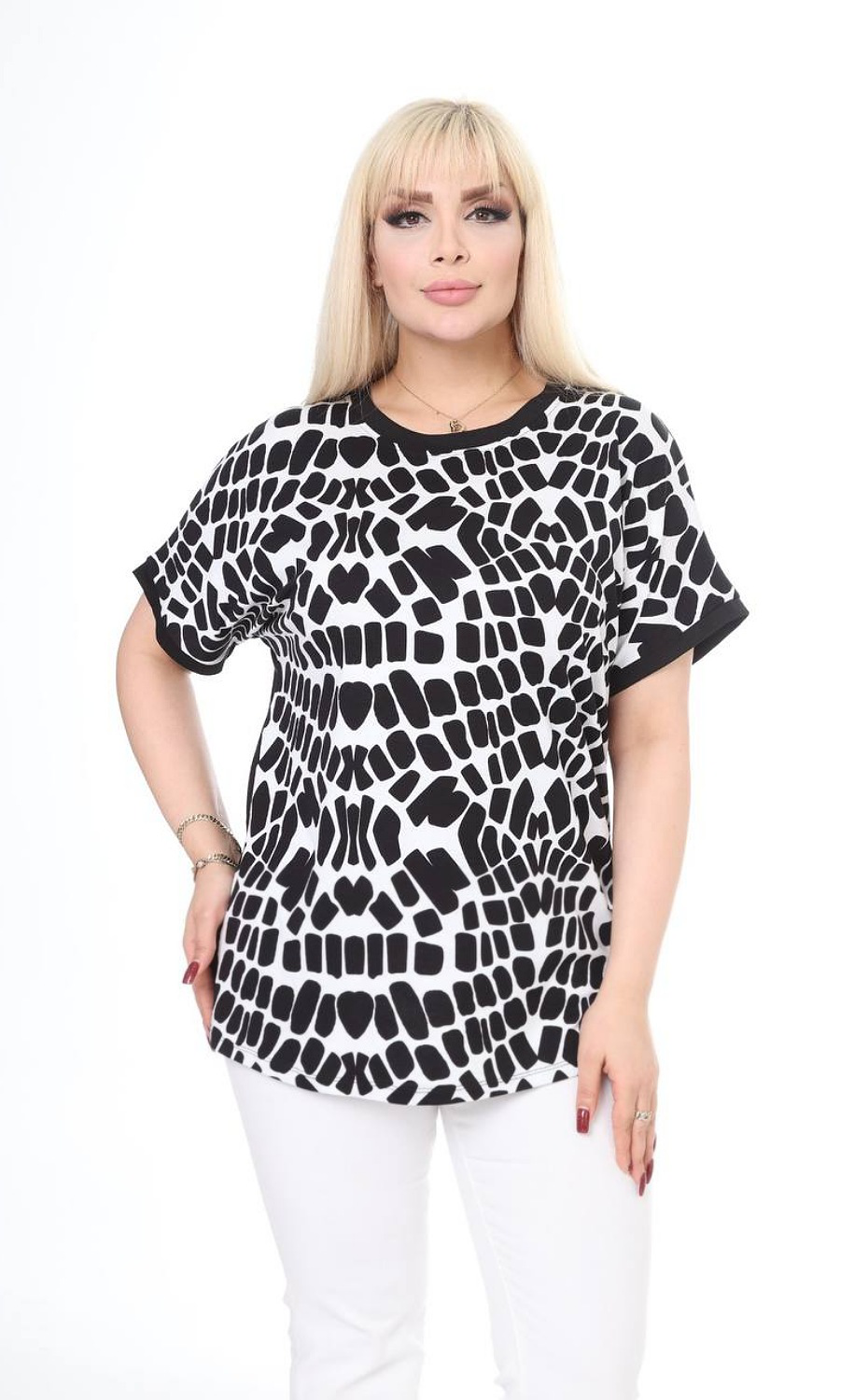 Bluză Maxi Femeie în Culori Alb-Negru - Hilda