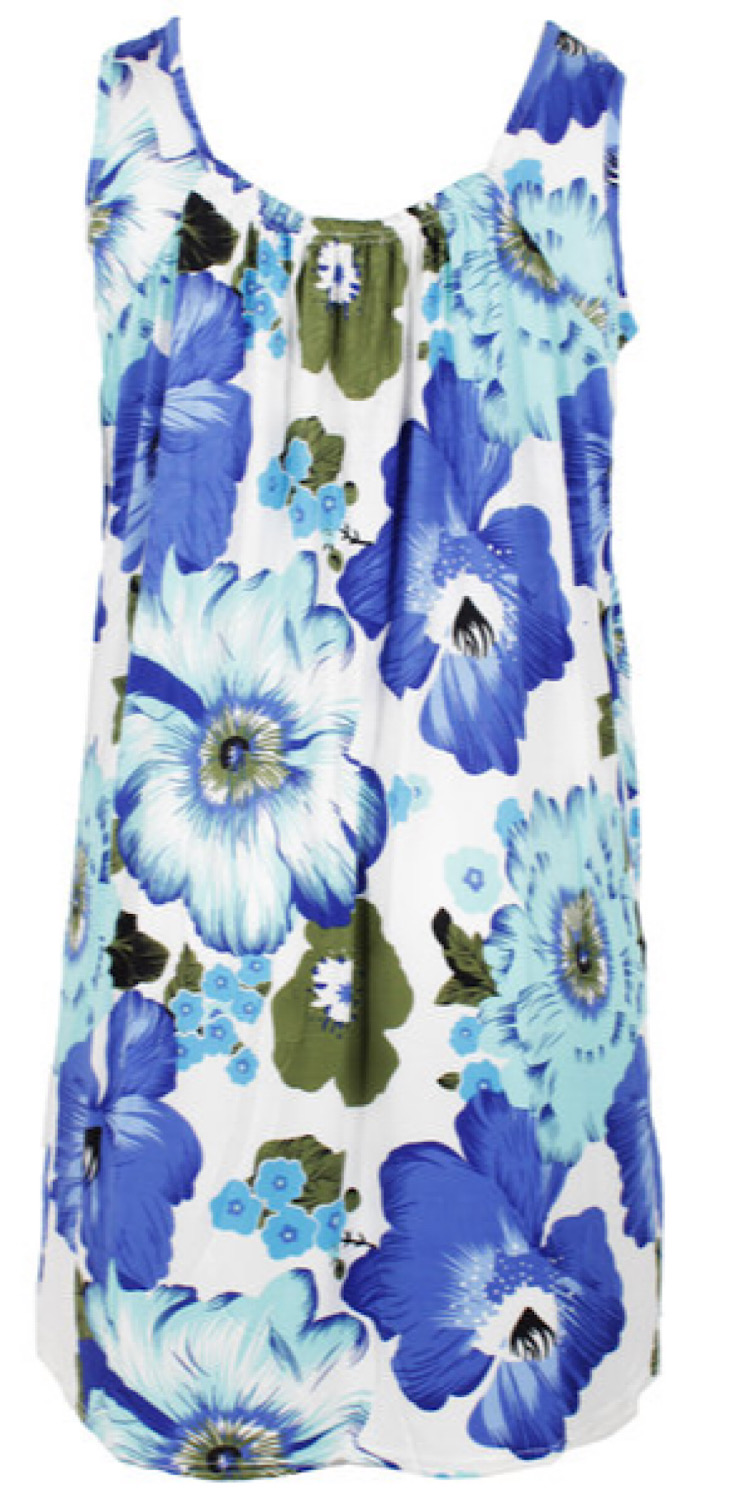 Ladies Summer Dress with flower print - Blue Dream