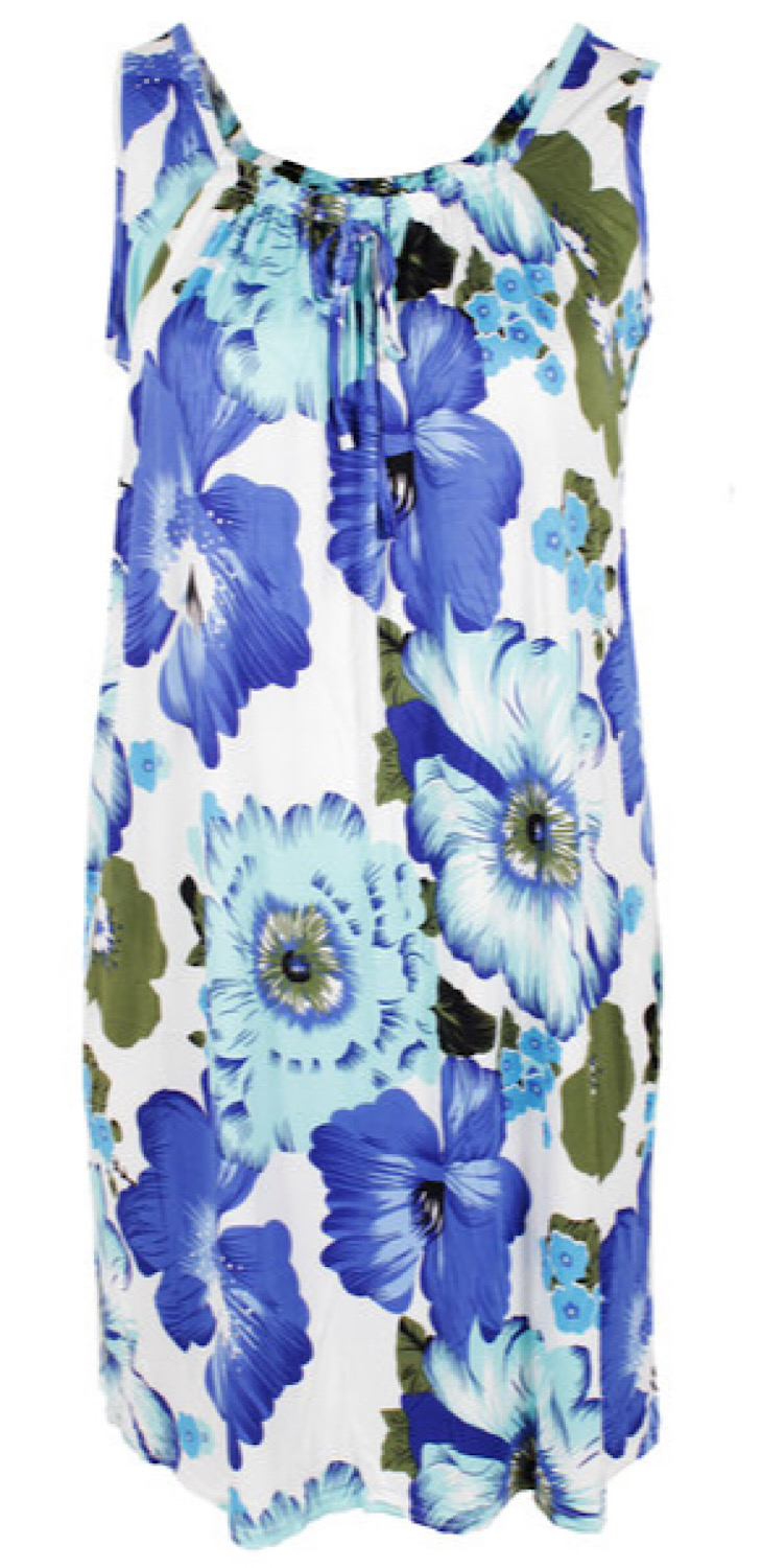 Ladies Summer Dress with flower print - Blue Dream
