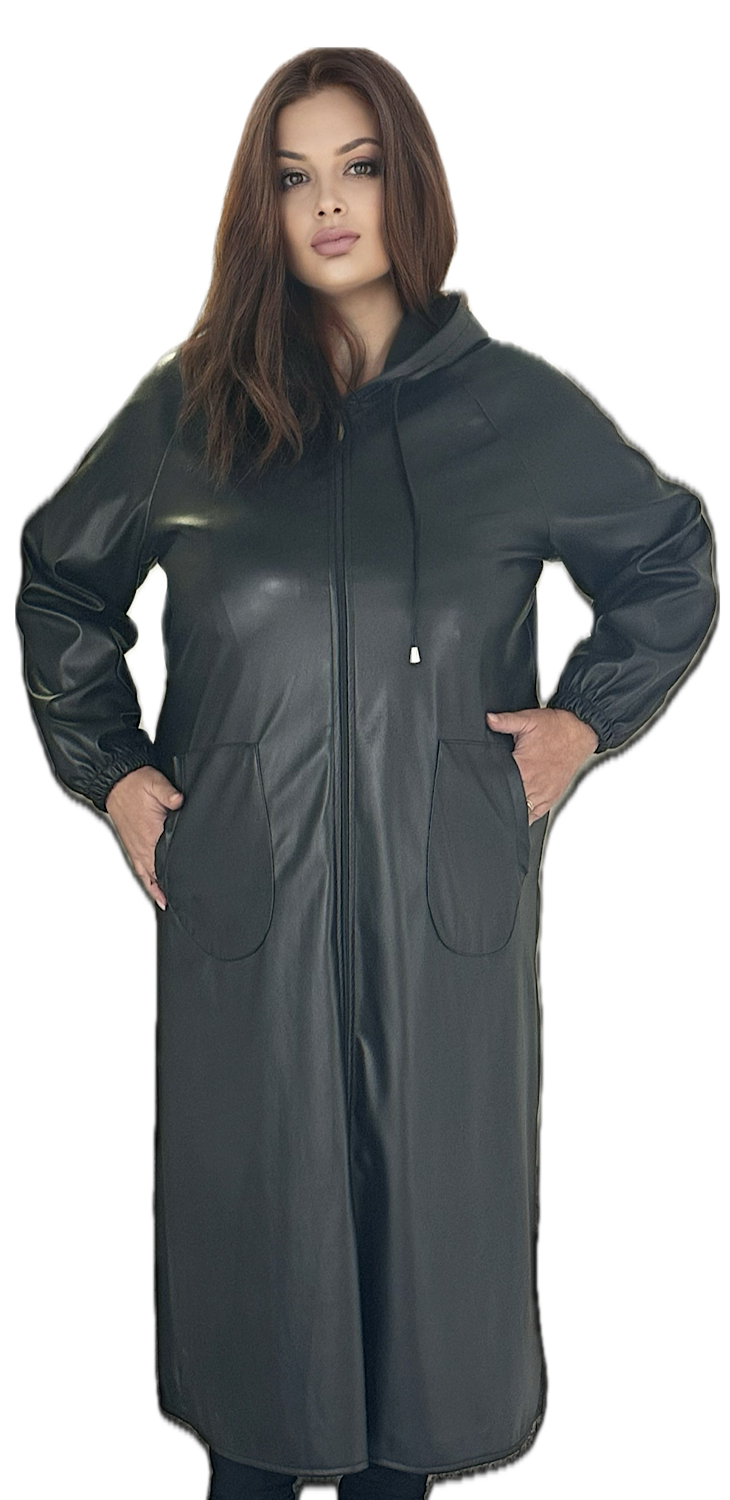 Palton negru de damă din piele - Victoria