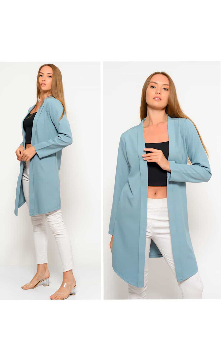 Blazer subțire pentru doamne albastre - Bomboane drăguțe