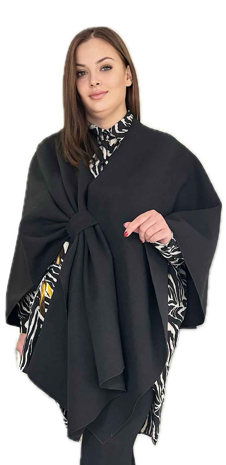 Poncho negru rafinat pentru femei - Mimi