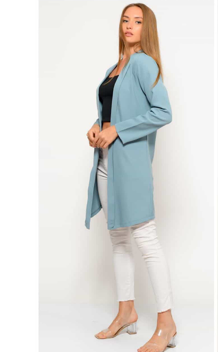 Blazer subțire pentru doamne albastre - Bomboane drăguțe