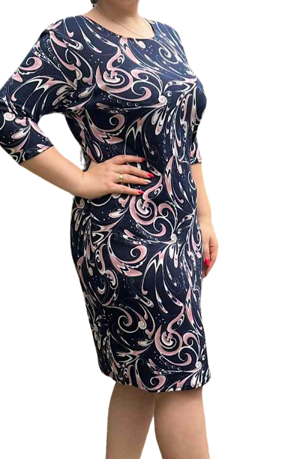 Rochie de dama in marimi mari - albastru si roz