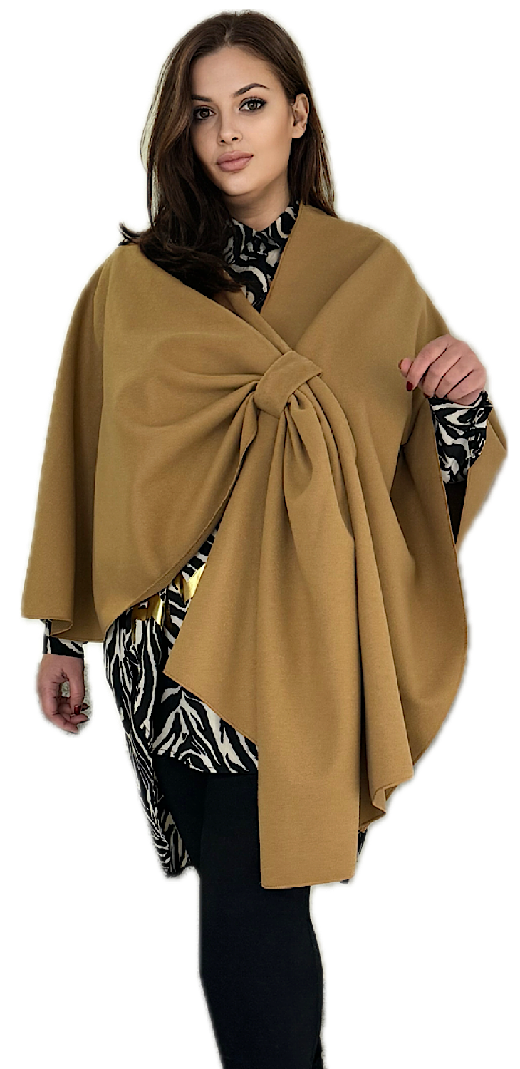 Trendy Women's Poncho with Ribbon - Mimi