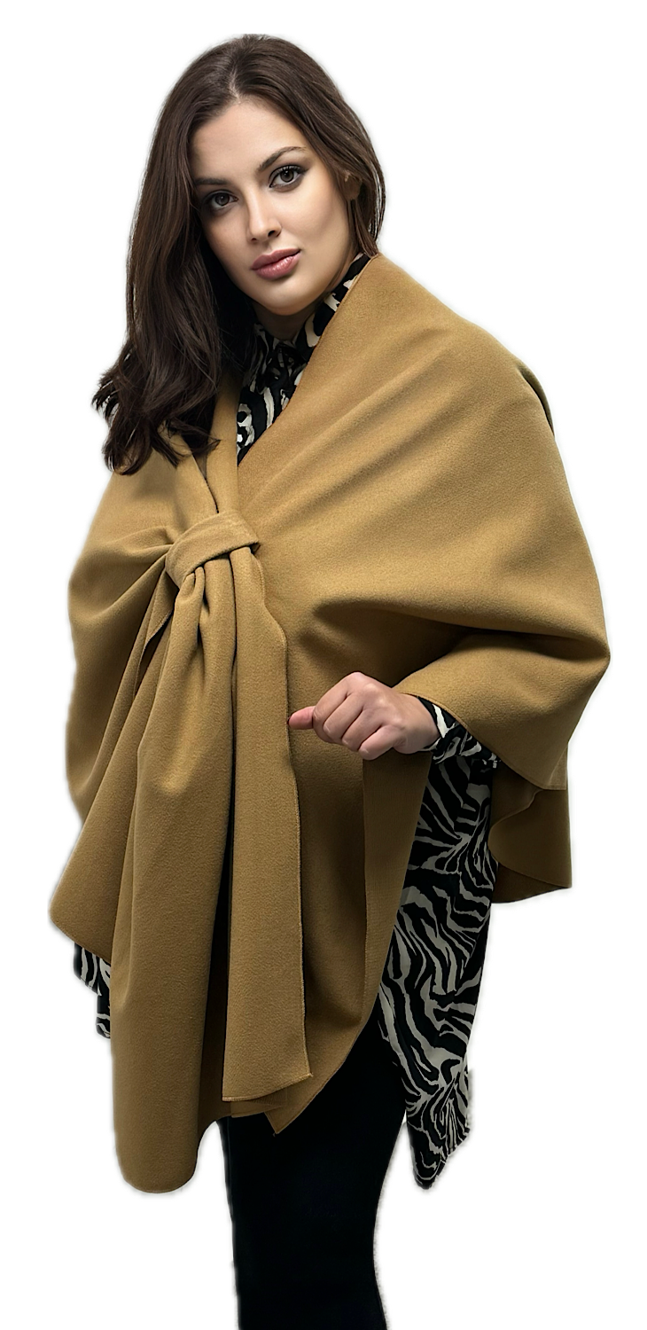 Trendy Women's Poncho with Ribbon - Mimi