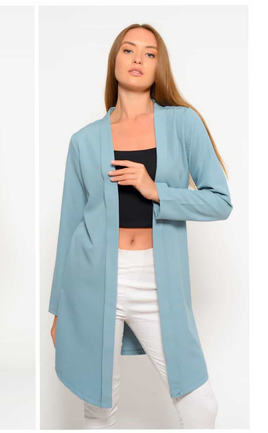 Blazer subțire pentru doamne albastre - Bomboane drăguțe