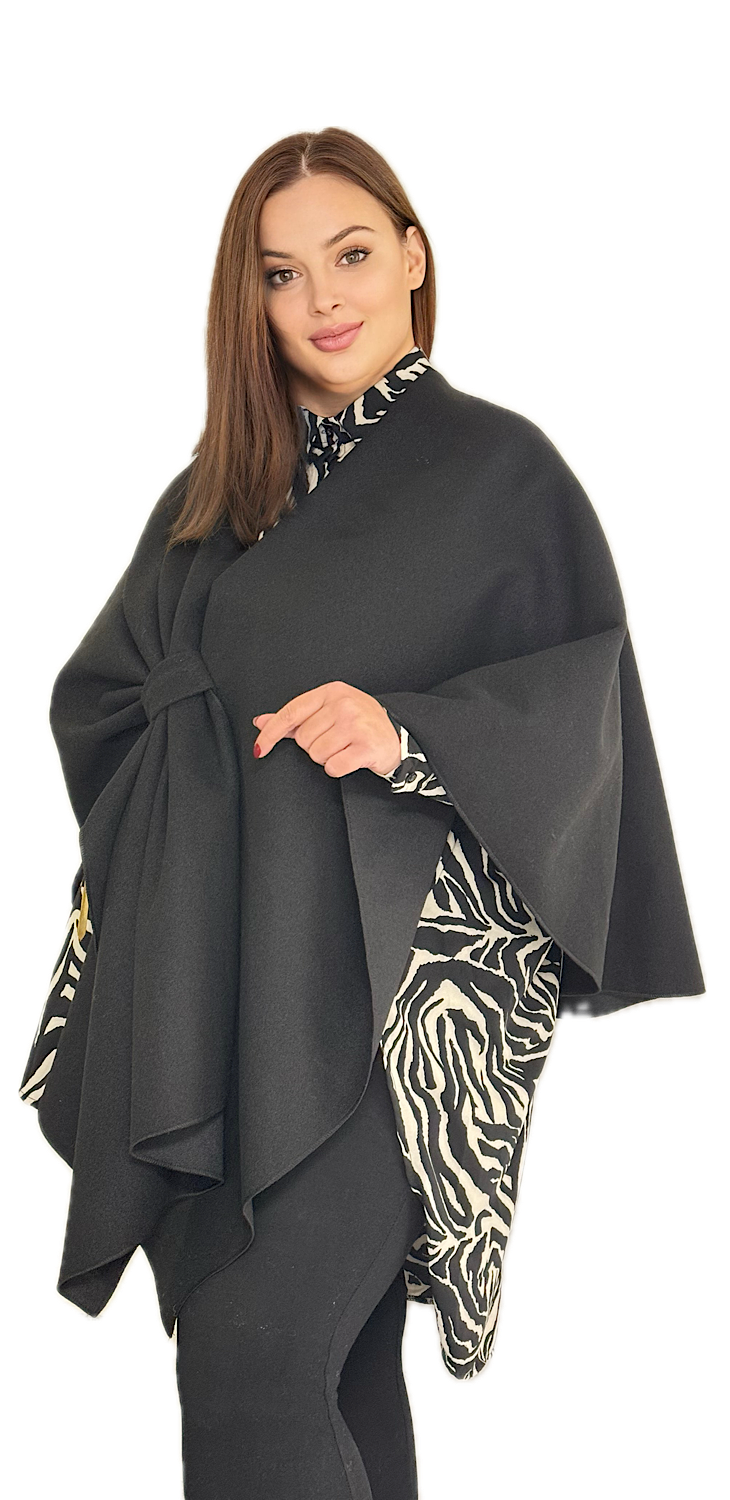 Poncho negru rafinat pentru femei - Mimi