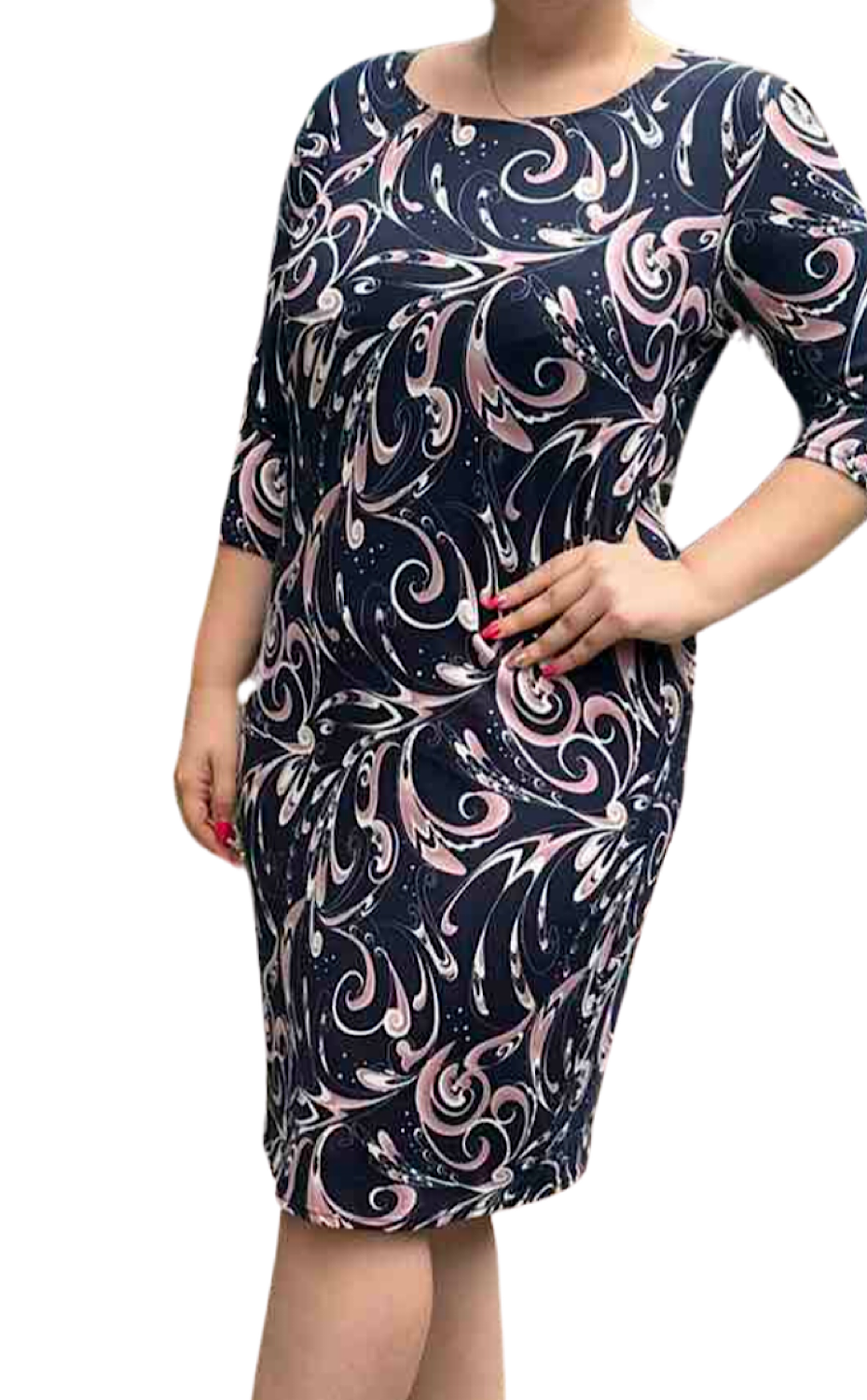 Rochie de dama in marimi mari - albastru si roz