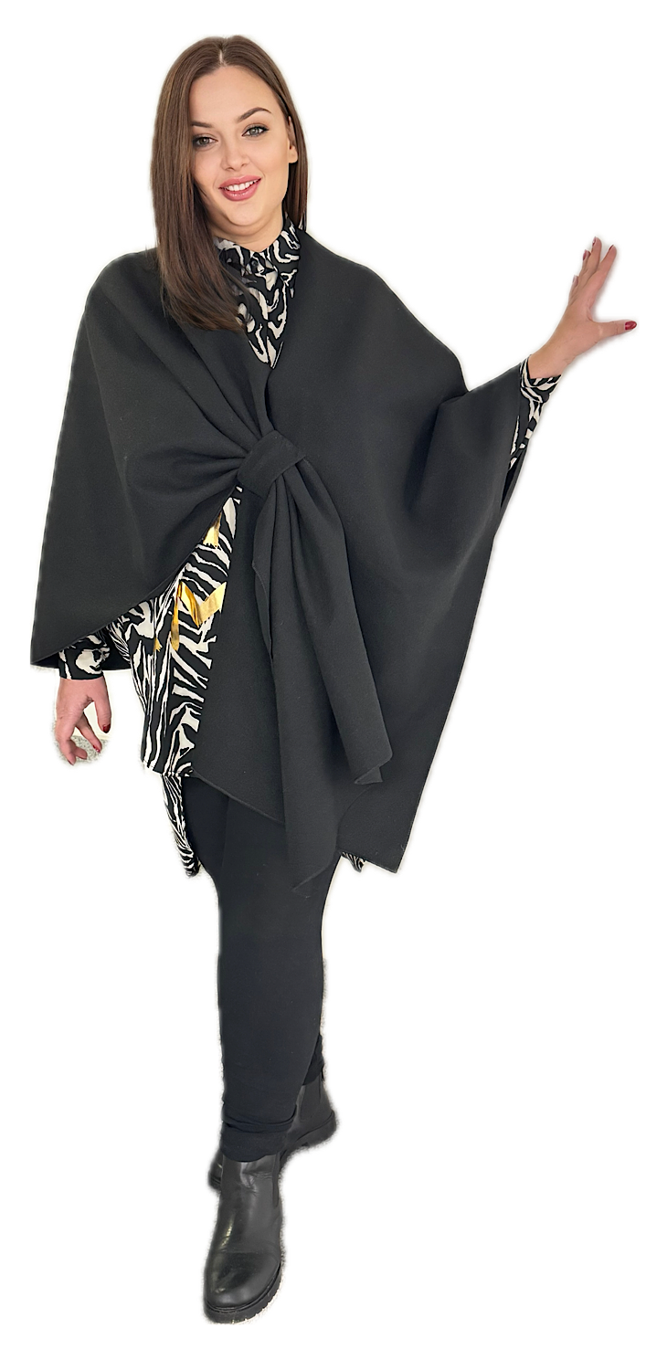 Poncho negru rafinat pentru femei - Mimi