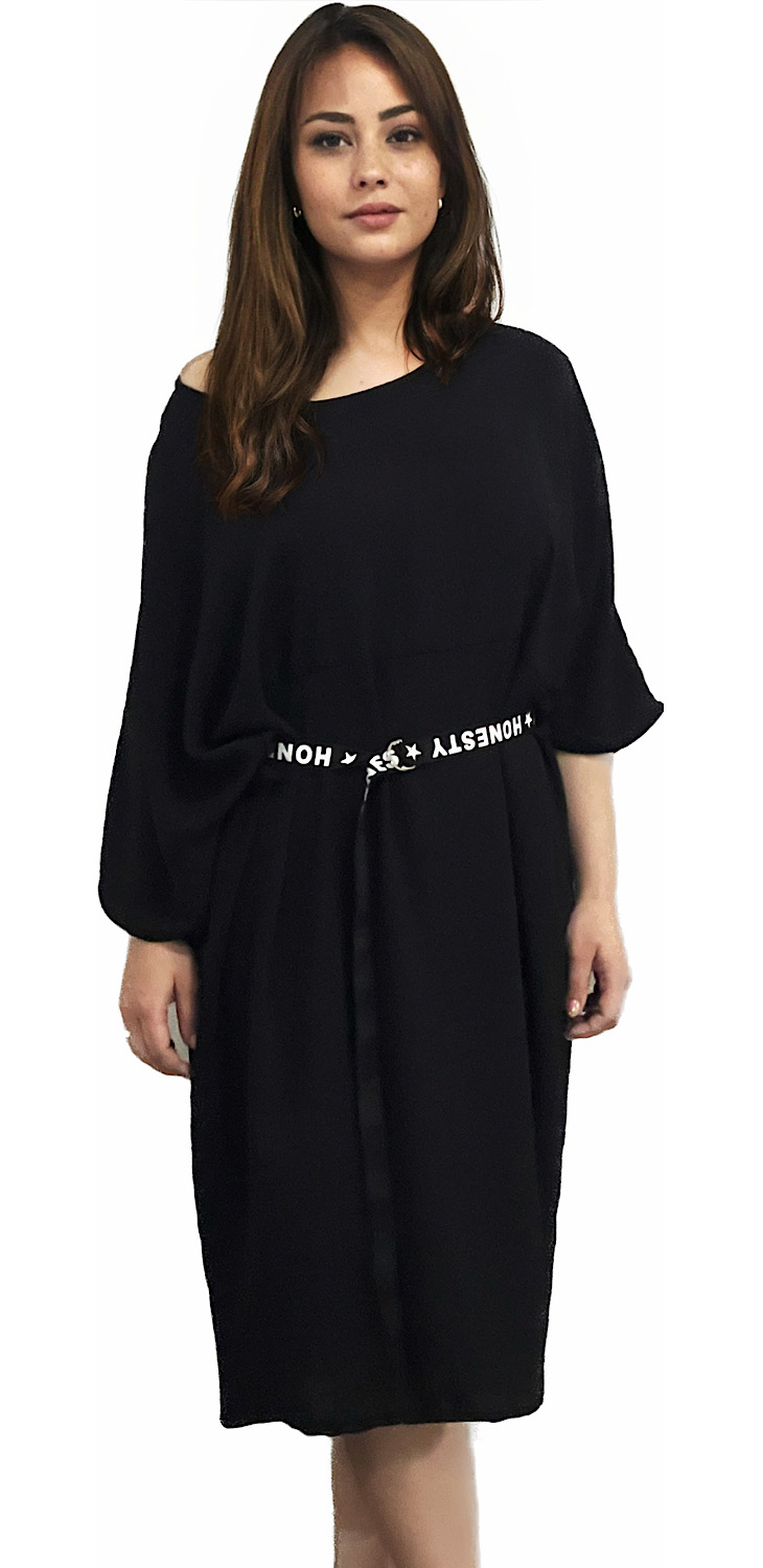 Rochie Oficială pentru Damă Neagră în Marimi Mari - Nona