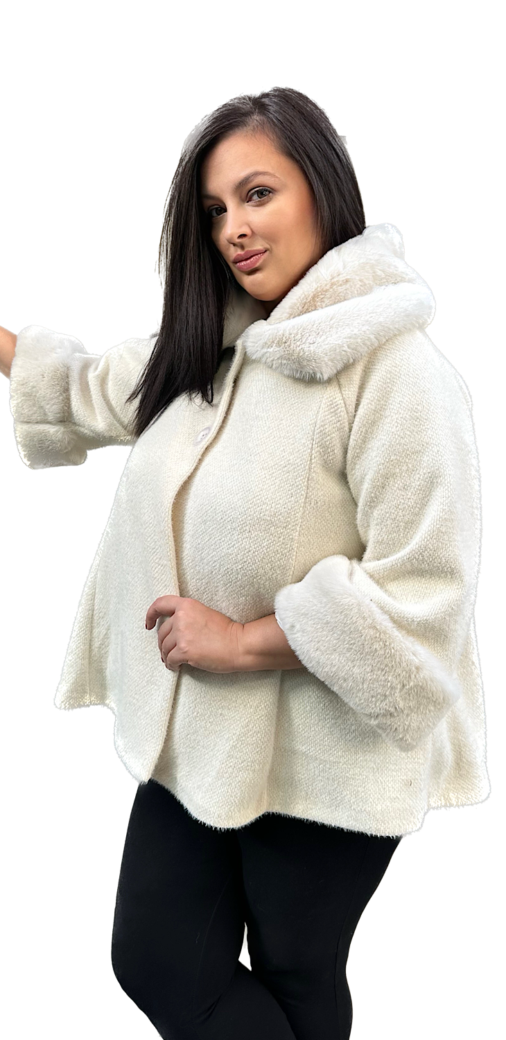 Palton supradimensionat din lână pentru doamne - Paola