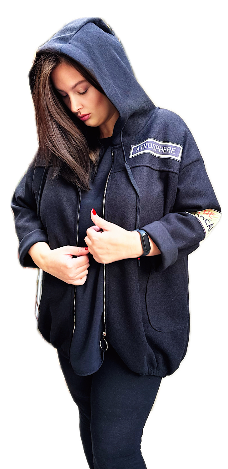 Hanorac pentru femeie neagră în mărime mare - Zaria